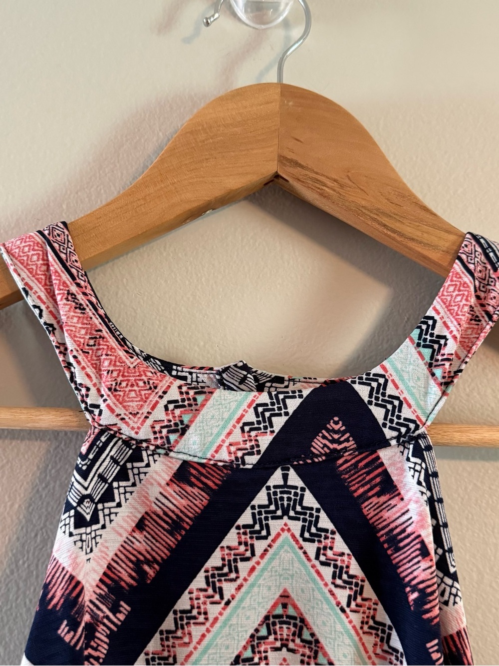 Sleeveless Chevron Maxi Dress in Coral, Navy and Cream - Picture 5 of 7